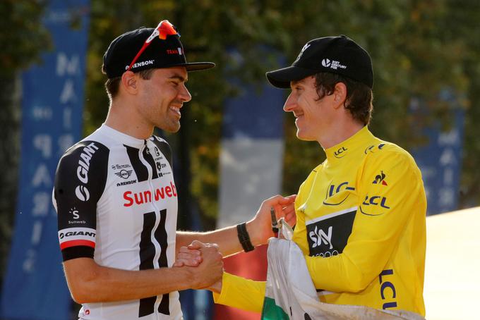 Rogličev ekipni kolega Tom Dumoulin je leta 2018 že stal na zmagovalnem odru Toura. Leta 2018 je zaostal samo za Geraintom Thomasom.  | Foto: Reuters
