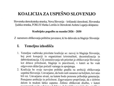 Kaj vse piše v koalicijski pogodbi?