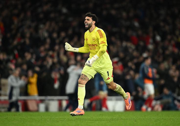 Tako si je dal duška vratar Arsenala, David Raya, po drugem avtogolu gostov, po katerem je postalo jasno, da bodo topničarji osvojili pomembne tri točke v boju za naslov. | Foto: Reuters