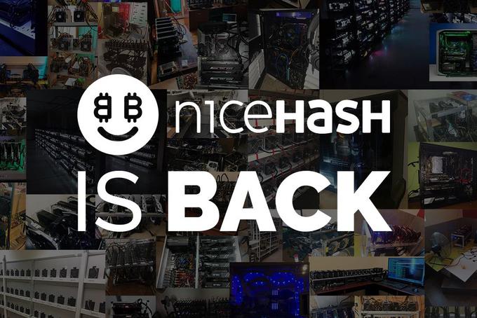 Sporočilo o ponovnem zagonu delovanja ("NiceHash se je vrnil"), ki ga je ljubljansko podjetje NiceHash, ki se ukvarja s kriptovalutami, objavilo na Facebooku. | Foto: Facebook/NiceHash