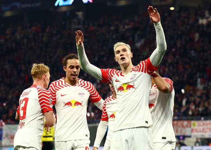 Benjamin Šeško je v tej sezoni v ligi prvakov dosegel dva zadetka. Oba proti Young Boys. Prvega v Bernu, drugega pa v Leipzigu. | Foto: Reuters