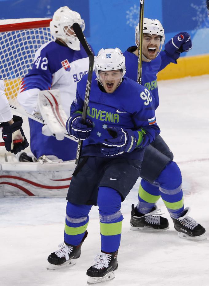 Veselje Anžeta Kuralta na dvoboju proti Slovaški, ko je povišal prednost Slovenije na 2:0. | Foto: Reuters