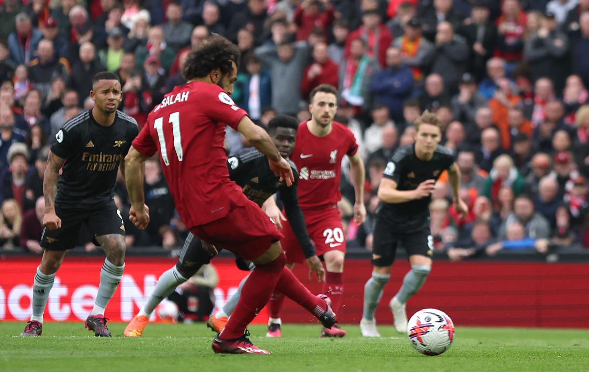 Mohamed Salah, Liverpool - Arsenal | Liverpool je proti vodilnemu Arsenalu iztržil remi. | Foto Reuters