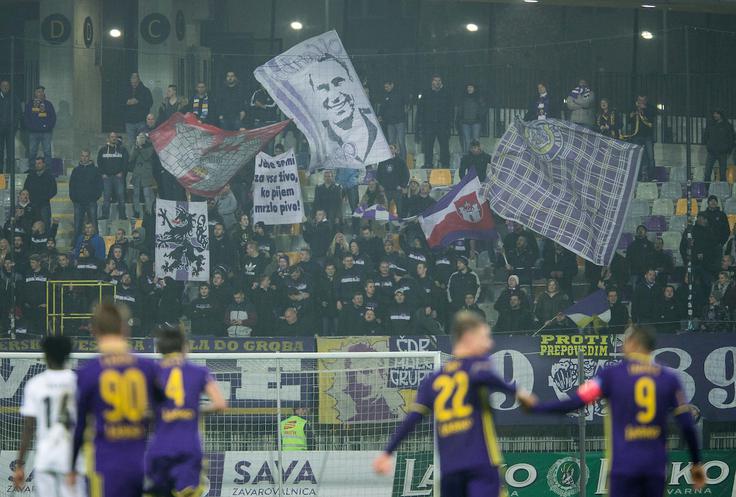 Viole so zelo ponosne na Ota Blaznika. Njegova podoba v Ljudskem vrtu krasi tudi navijaške zastave. | Foto: Vid Ponikvar