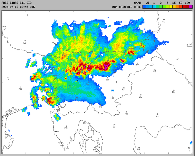 radarska slika padavin | Foto: ARSO Meteo