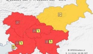 V četrtek rdeči vremenski alarm za večino Slovenije