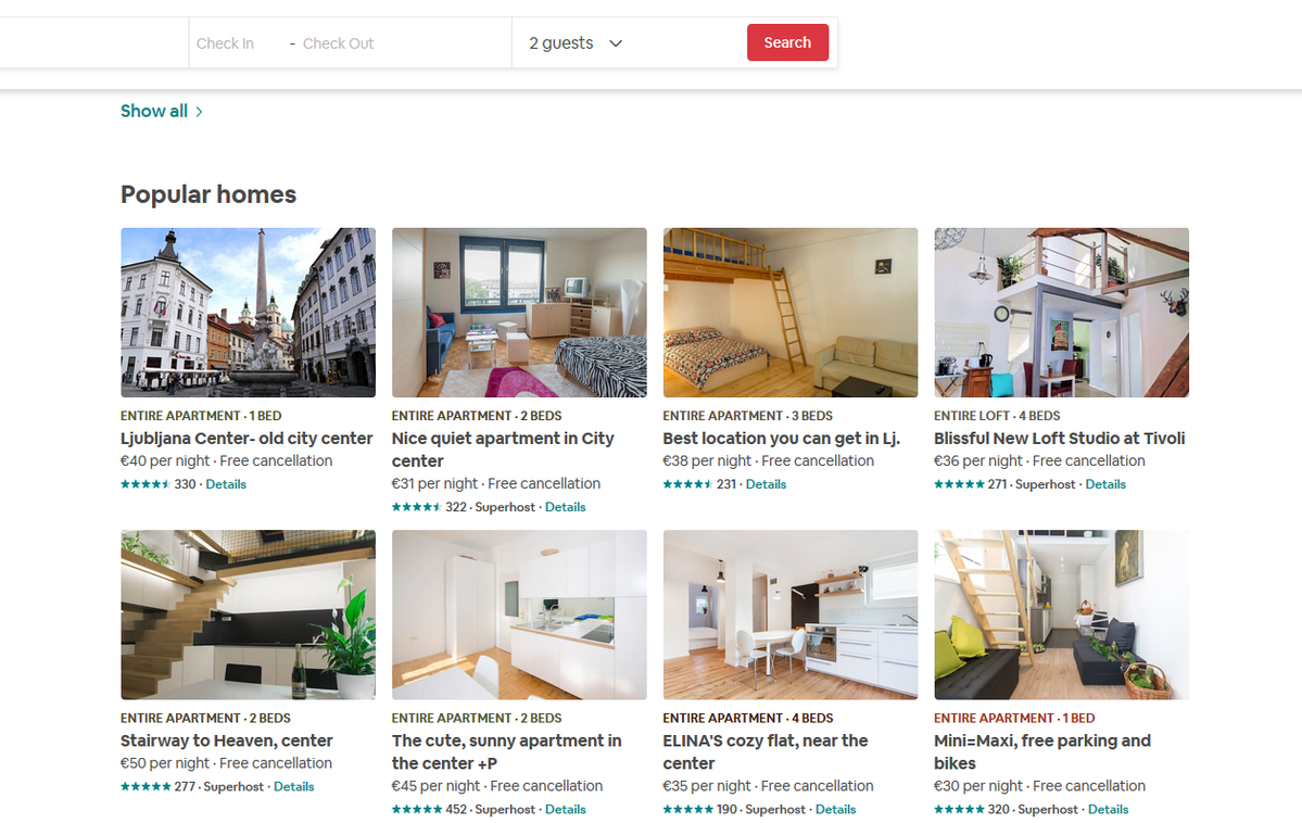 Airbnb | Foto zajem zaslona