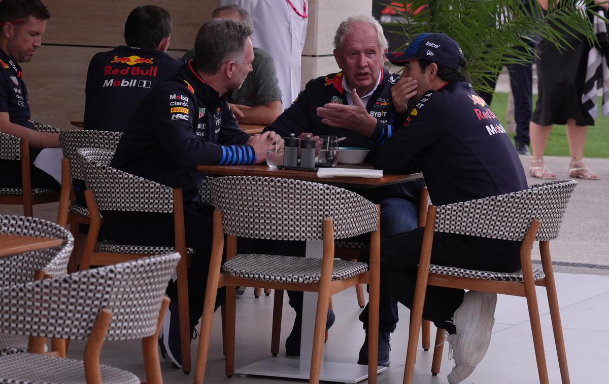 Katar Sergio Perez | Christian Horner, Helmut Marko in Sergio Perez so imeli v Katarju žolčno debato. | Foto Guliverimage