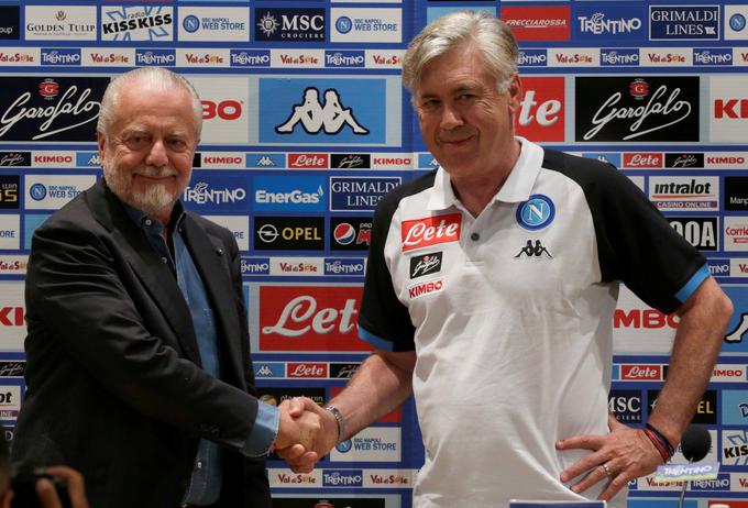 Aurelio De Laurentiis (levo) je lani v Neapelj pripeljal enega najbolj trofejnih trenerjev na svetu. | Foto: Reuters