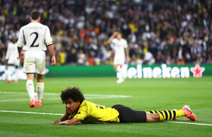 Karim Adeyemi je v prvem polčasu zapravil kar nekaj priložnosti za Dortmund. | Foto: Reuters