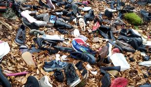 Ogorčenega sprehajalca v gozdu presenetili razsuti čevlji #foto #video
