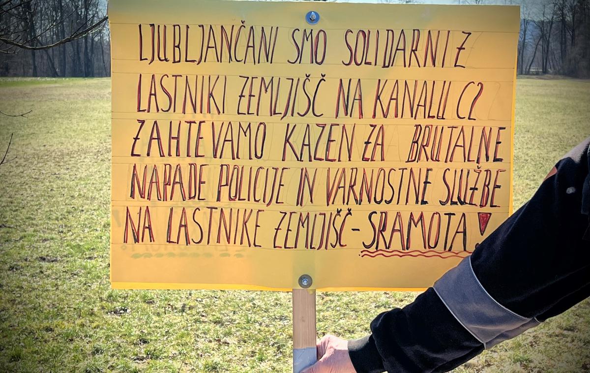 kanal C0 - kmečki punt | Marca 2023 je na trasi kanalizacijskega kanala C0 potekal protest zoper gradnjo. | Foto Ana Kovač