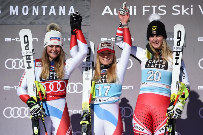 Švicarka Lara Gut-Behrami je na domačem prizorišču v Crans Montani zmagala še drugič zapored.   | Foto: Getty Images
