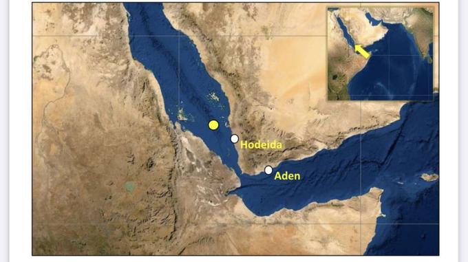 Območje Rdečega morja v bližini ožine Bab al Mandeb (ta povezuje Rdeče morje in Adenski zaliv), kjer prihaja do napadov Hutijev na ladje. | Foto: omrežje X/necenzurirano.si