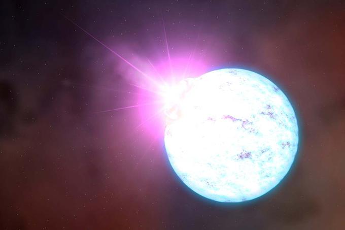 Ko zvezda eksplodira in se nato zgrudi sama vase, za njo ostane zelo gosto jedro, ki mu pravimo nevtronska zvezda (na fotografiji). Nevtronske zvezde so zelo majhne, počez merijo le malce več kot deset kilometrov, a lahko zaradi neznanske gostote delcev tehtajo toliko kot dve Sonci. Če masa nevtronske zvezde presega tri Sončeve, se bo še naprej sesuvala vase, dokler ne bo postala črna luknja, objekt s tako močno gravitacijo, da ji ne more uiti niti svetloba. | Foto: Reuters