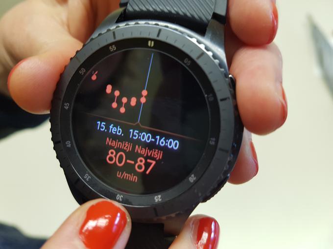 Spremljanje srčnega utripa je le ena od nalog, ki jo pametna ura Samsung Gear S3 Frontier zgledno opravi ob pomoči Samsungove aplikacije S Health. | Foto: Srdjan Cvjetović