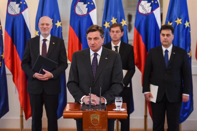 Borut Pahor, v ozadju Milan Brglez, Miro Cerar in Mitja Bervar. | Foto: STA ,