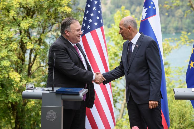 Janez Janša, Mike Pompeo | Foto: STA ,