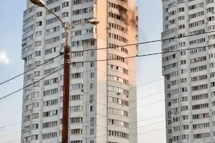 Napad na Moskvo | Ukrajinski dron je zadel stanovanjski blok na območju Moskve. | Foto Reuters