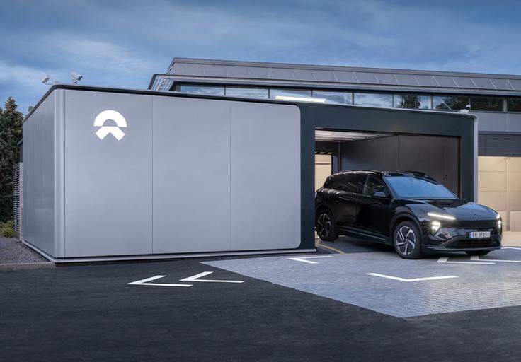 Postaje za menjavo baterije imajo tudi že v Evropi. | Foto: Nio