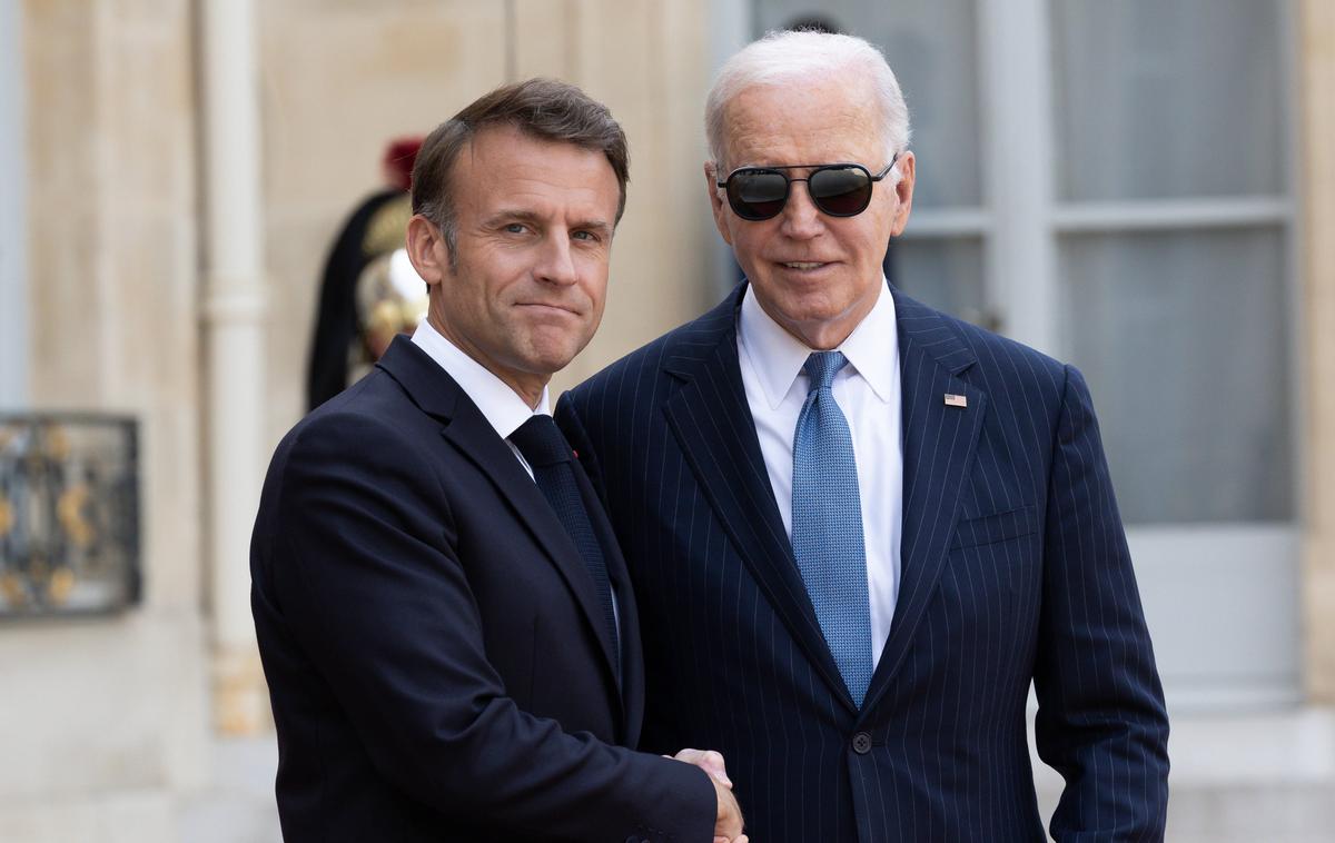 Joe Biden in Emmanuel Macron | Srečanje dvojice voditeljev naj bi služilo tudi pripravi na vrh skupine G7, ki bo sredi meseca v italijanskem Bariju, ter vrhu zveze Nato julija v Washingtonu. | Foto Guliverimage