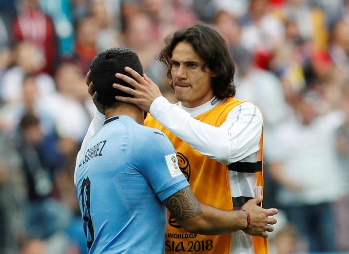 Luis Suarez v četrtfinalu ni mogel računati na pomoč poškodovanega Edinsona Cavanija. | Foto: Reuters