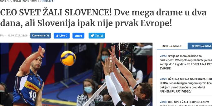 Tako je o finalu evropskega prvenstva v odbojki poročal srbski Blic Sport. | Foto: zajem zaslona/Diamond villas resort