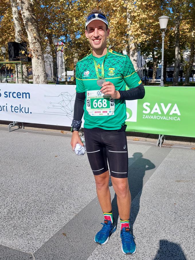 Južnoafričan Lian Visagie je v Ljubljani odtekel svoj 26. maraton. | Foto: Pe. M.