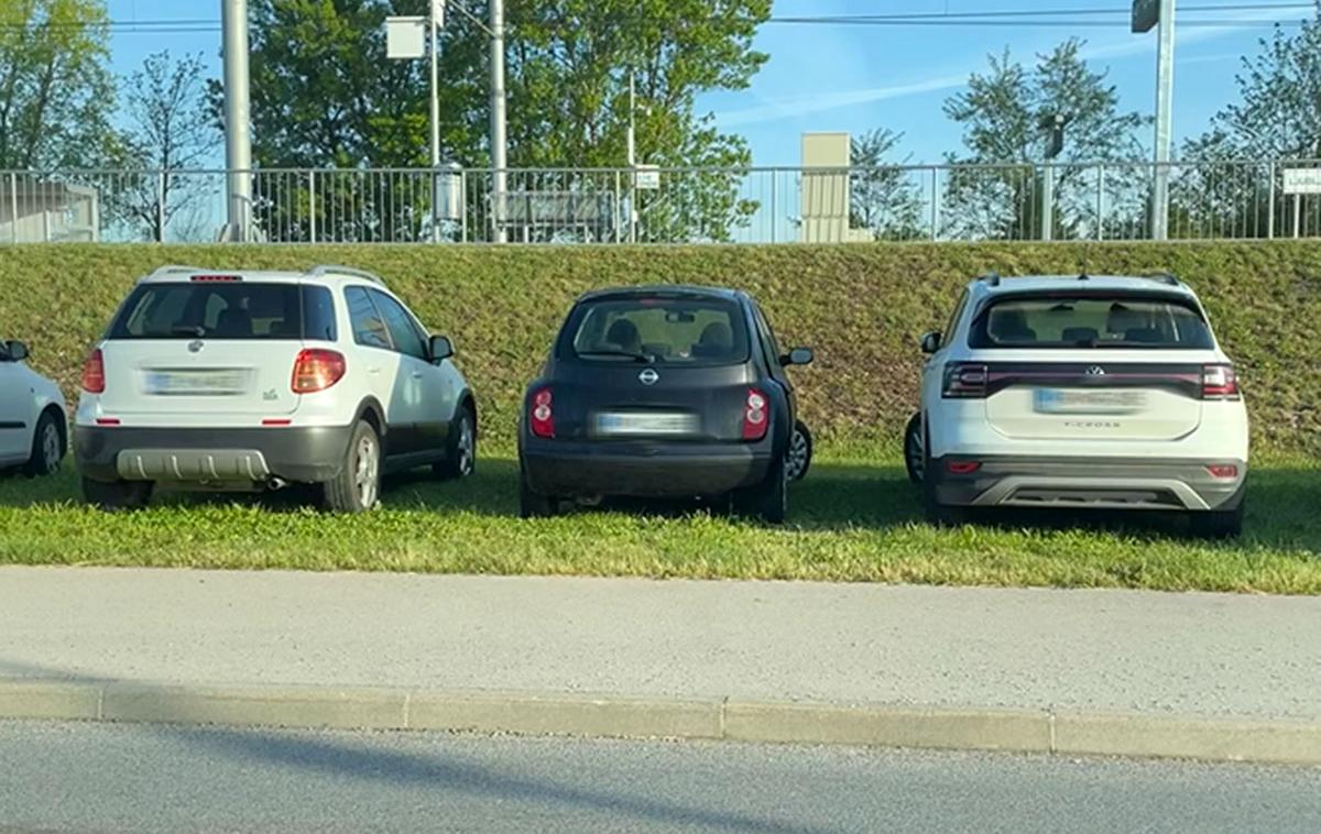 Parking. | Parkiranje na zelenici ni dovoljeno oz. je prepovedano, čeprav ste plačali parkirnino, saj se s parkiranjem na zelenicah uničujejo zelene površine, so pojasnili na Mestni občini Ljubljana.  | Foto Siol.net