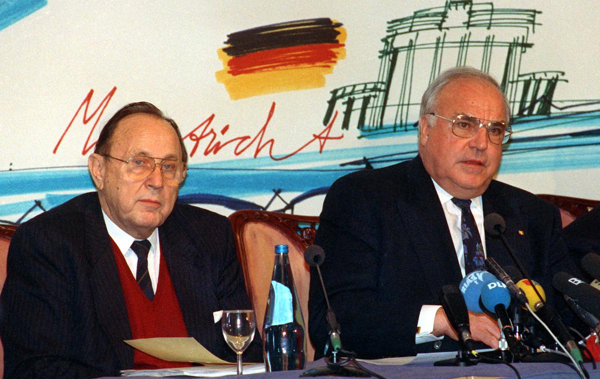 Hans-Dietrich Genscher in Helmut Kohl | Nemški kancler Helmut Kohl (desno) in njegov zunanji minister Hans-Dietrich Genscher sta leta 1991 zelo pomagala Sloveniji. | Foto Guliverimage